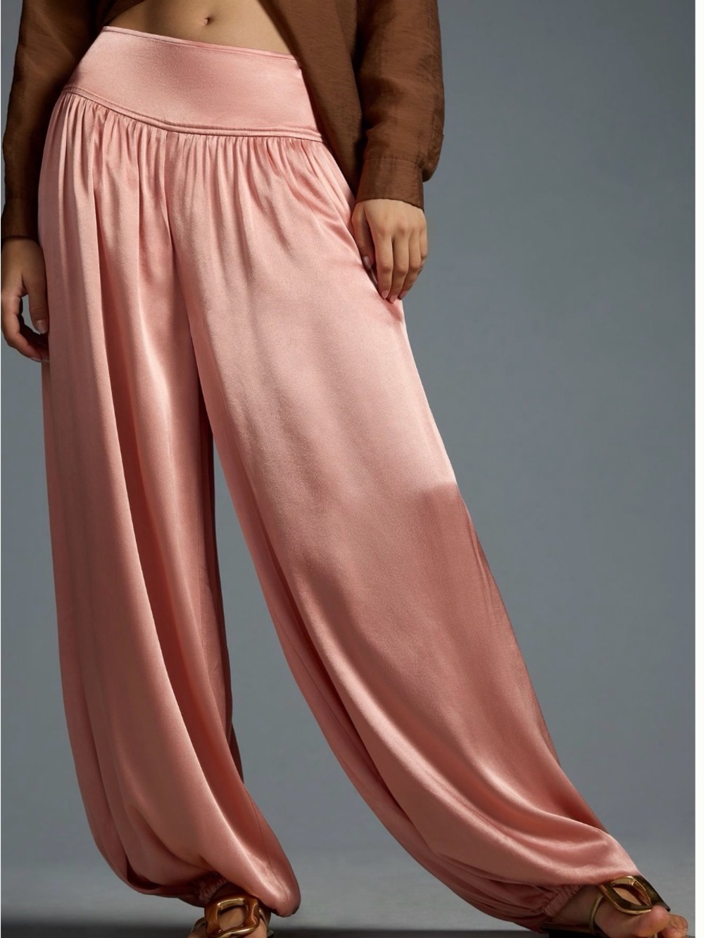 By Anthropologie Silky Smocked Parachute Pants  Small